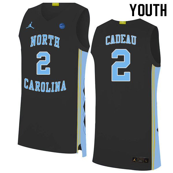 Youth #2 Elliot Cadeau North Carolina Tar Heels College Basketball Jerseys Stitched Sale-Black - Click Image to Close